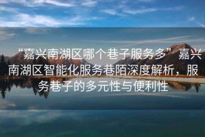 “嘉興南湖區(qū)哪個巷子服務多”嘉興南湖區(qū)智能化服務巷陌深度解析，服務巷子的多元性與便利性