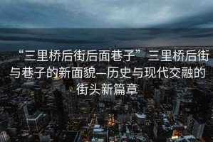 “三里橋后街后面巷子”三里橋后街與巷子的新面貌—?dú)v史與現(xiàn)代交融的街頭新篇章
