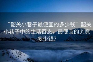 “韶關(guān)小巷子最便宜的多少錢”韶關(guān)小巷子中的生活百態(tài)，最便宜的究竟多少錢？