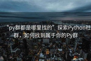 “py群都是哪里找的”探索Python社群，如何找到屬于你的Py群