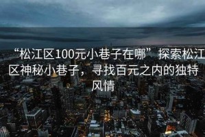“松江區(qū)100元小巷子在哪”探索松江區(qū)神秘小巷子，尋找百元之內(nèi)的獨(dú)特風(fēng)情