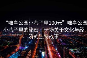 “唯亭公園小巷子里100元”唯亭公園小巷子里的秘密，一場關(guān)于文化與經(jīng)濟的獨特故事