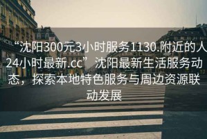 “沈陽(yáng)300元3小時(shí)服務(wù)1130.附近的人24小時(shí)最新.cc”沈陽(yáng)最新生活服務(wù)動(dòng)態(tài)，探索本地特色服務(wù)與周邊資源聯(lián)動(dòng)發(fā)展