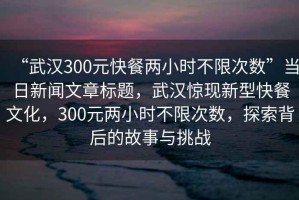 “武漢300元快餐兩小時不限次數(shù)”當日新聞文章標題，武漢驚現(xiàn)新型快餐文化，300元兩小時不限次數(shù)，探索背后的故事與挑戰(zhàn)