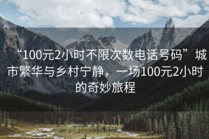 “100元2小時不限次數(shù)電話號碼”城市繁華與鄉(xiāng)村寧靜，一場100元2小時的奇妙旅程