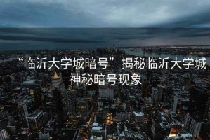 “臨沂大學城暗號”揭秘臨沂大學城神秘暗號現(xiàn)象