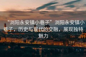 “瀏陽永安鎮(zhèn)小巷子”瀏陽永安鎮(zhèn)小巷子，歷史與現(xiàn)代的交融，展現(xiàn)獨特魅力