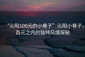 “沁陽100元的小巷子”沁陽小巷子，百元之內(nèi)的獨特風(fēng)情探秘