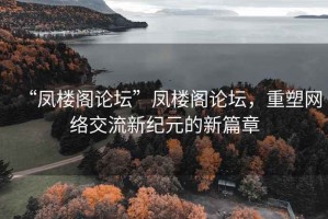 “鳳樓閣論壇”鳳樓閣論壇，重塑網(wǎng)絡(luò)交流新紀(jì)元的新篇章