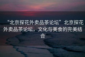 “北京探花外賣品茶論壇”北京探花外賣品茶論壇，文化與美食的完美結(jié)合