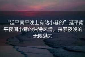 “延平南平晚上有站小巷的”延平南平夜間小巷的獨特風(fēng)情，探索夜晚的無限魅力