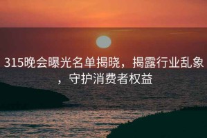 315晚會曝光名單揭曉，揭露行業(yè)亂象，守護消費者權益