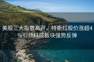 美股三大指數(shù)高開，特斯拉股價漲超4%引領(lǐng)科技板塊強勢反彈