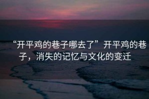 “開平雞的巷子哪去了”開平雞的巷子，消失的記憶與文化的變遷