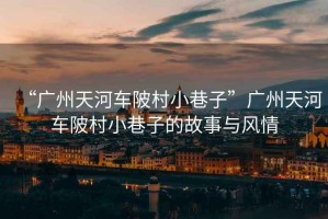 “廣州天河車陂村小巷子”廣州天河車陂村小巷子的故事與風情