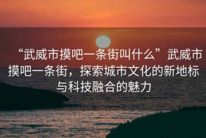 “武威市摸吧一條街叫什么”武威市摸吧一條街，探索城市文化的新地標(biāo)與科技融合的魅力