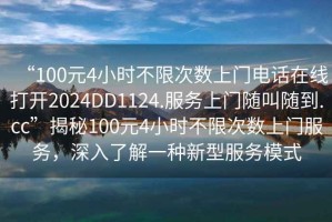 “100元4小時(shí)不限次數(shù)上門電話在線打開2024DD1124.服務(wù)上門隨叫隨到.cc”揭秘100元4小時(shí)不限次數(shù)上門服務(wù)，深入了解一種新型服務(wù)模式