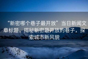 “新密哪個巷子最開放”當日新聞文章標題，揭秘新密最開放的巷子，探索城市新風貌