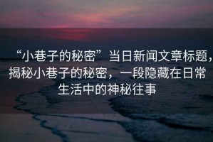 “小巷子的秘密”當(dāng)日新聞文章標(biāo)題，揭秘小巷子的秘密，一段隱藏在日常生活中的神秘往事