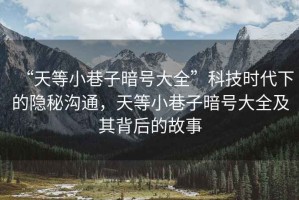 “天等小巷子暗號大全”科技時代下的隱秘溝通，天等小巷子暗號大全及其背后的故事