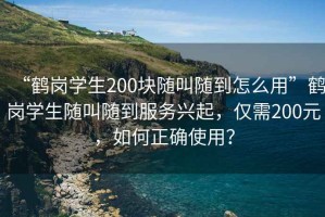 “鶴崗學(xué)生200塊隨叫隨到怎么用”鶴崗學(xué)生隨叫隨到服務(wù)興起，僅需200元，如何正確使用？