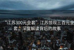 “江蘇300元全套”江蘇驚現(xiàn)三百元全套，深度解讀背后的故事