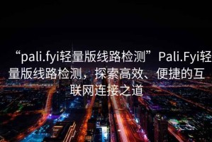 “pali.fyi輕量版線路檢測”Pali.Fyi輕量版線路檢測，探索高效、便捷的互聯(lián)網(wǎng)連接之道
