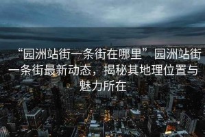 “園洲站街一條街在哪里”園洲站街一條街最新動(dòng)態(tài)，揭秘其地理位置與魅力所在