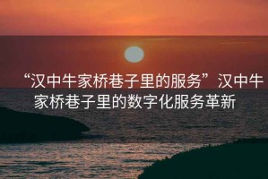 “漢中牛家橋巷子里的服務(wù)”漢中牛家橋巷子里的數(shù)字化服務(wù)革新