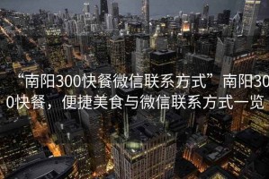 “南陽300快餐微信聯(lián)系方式”南陽300快餐，便捷美食與微信聯(lián)系方式一覽