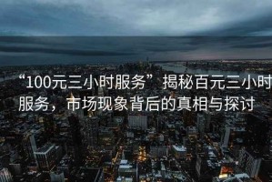 “100元三小時服務(wù)”揭秘百元三小時服務(wù)，市場現(xiàn)象背后的真相與探討