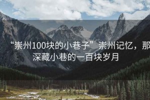“崇州100塊的小巷子”崇州記憶，那深藏小巷的一百塊歲月