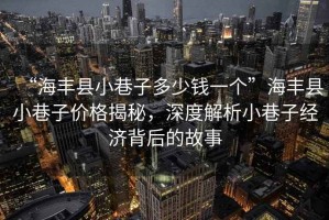 “海豐縣小巷子多少錢一個(gè)”海豐縣小巷子價(jià)格揭秘，深度解析小巷子經(jīng)濟(jì)背后的故事