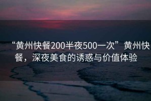 “黃州快餐200半夜500一次”黃州快餐，深夜美食的誘惑與價值體驗