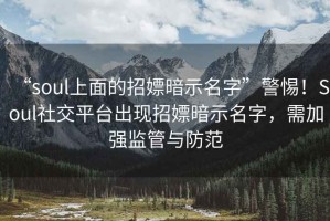 “soul上面的招嫖暗示名字”警惕！Soul社交平臺出現(xiàn)招嫖暗示名字，需加強監(jiān)管與防范