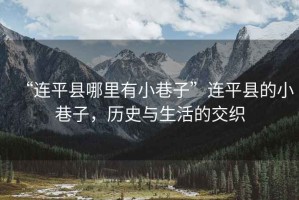 “連平縣哪里有小巷子”連平縣的小巷子，歷史與生活的交織
