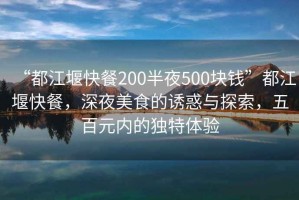 “都江堰快餐200半夜500塊錢”都江堰快餐，深夜美食的誘惑與探索，五百元內(nèi)的獨(dú)特體驗(yàn)