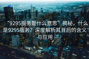 “9295服務(wù)是什么意思”揭秘，什么是9295服務(wù)？深度解析其背后的含義與應(yīng)用