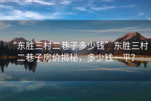 “東勝三村二巷子多少錢”東勝三村二巷子房價揭秘，多少錢一平？
