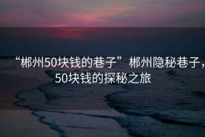 “郴州50塊錢的巷子”郴州隱秘巷子，50塊錢的探秘之旅