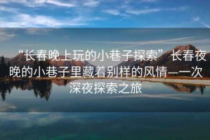 “長春晚上玩的小巷子探索”長春夜晚的小巷子里藏著別樣的風(fēng)情—一次深夜探索之旅