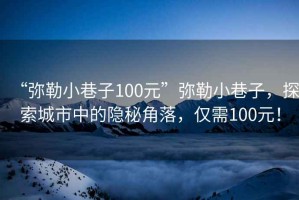 “彌勒小巷子100元”彌勒小巷子，探索城市中的隱秘角落，僅需100元！