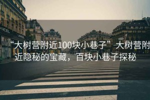 “大樹營附近100塊小巷子”大樹營附近隱秘的寶藏，百塊小巷子探秘