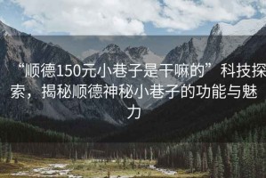 “順德150元小巷子是干嘛的”科技探索，揭秘順德神秘小巷子的功能與魅力