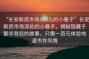 “長(zhǎng)安新民市場(chǎng)100元的小巷子”長(zhǎng)安新民市場(chǎng)深處的小巷子，揭秘隱藏于繁華背后的故事，只需一百元體驗(yàn)地道市井風(fēng)情