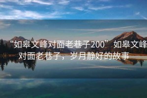 “如皋文峰對(duì)面老巷子200”如皋文峰對(duì)面老巷子，歲月靜好的故事