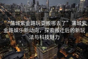 “蒲城紫金路玩耍搬哪去了”蒲城紫金路娛樂新動向，探索搬遷后的新玩法與科技魅力