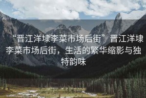 “晉江洋埭李菜市場(chǎng)后街”晉江洋埭李菜市場(chǎng)后街，生活的繁華縮影與獨(dú)特韻味