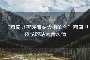 “商南縣夜晚有站大街的么”商南縣夜晚的站大街風(fēng)情