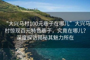 “大興馬村100元巷子在哪兒”大興馬村驚現(xiàn)百元特色巷子，究竟在哪兒？深度探訪揭秘其魅力所在